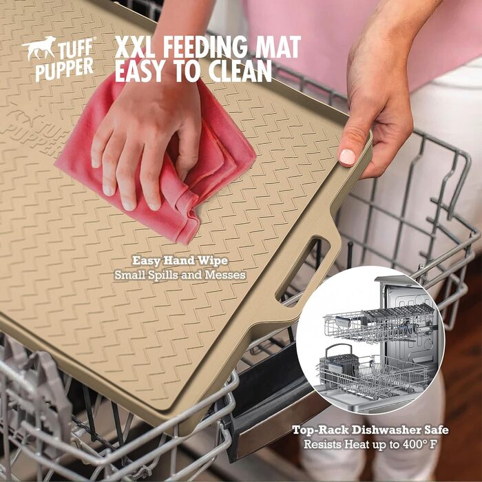 Килимок для годування собак великих порід Tuff Pupper 28x20, водонепроникний, силіконовий, розмір L (71,1 x 50,8 см)
