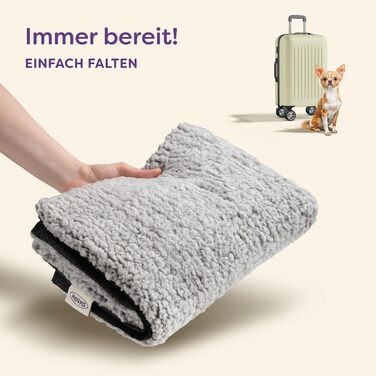 Самогріюча ковдра для собак та котів сірого кольору 60x45 см - М'яка та затишна ковдра для котів - Звукоізоляція - Пральна наволочка - З антиковзною основою