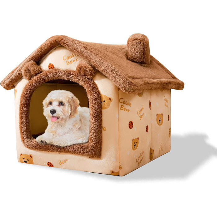 Кігтеточка-будиночок для котів Galatée, м'який лежак для тварин, іграшка-іглу, зручне ліжко для собак та котів, з неслизьким дном (M, Коричневий)