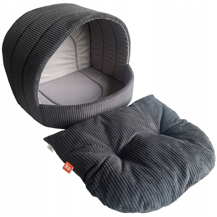 Лежанка-будиночок для собак та котів, графітовий сірий вельвет, розмір L