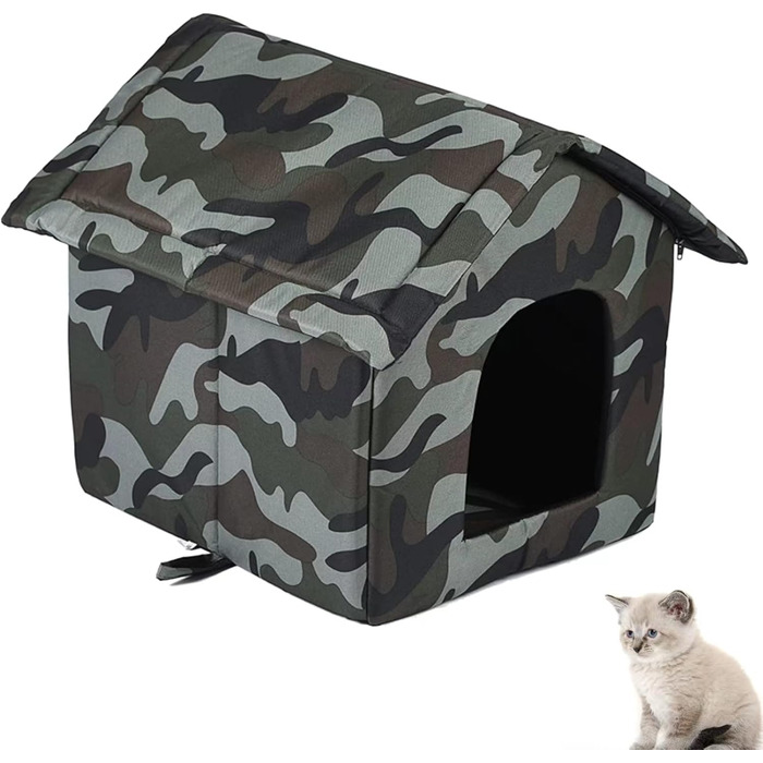 Кіт Будинок для Зовні, Зимостійкий, Водонепроникний, для Вуличних Кішок, 38x35x40см, Камуфляж