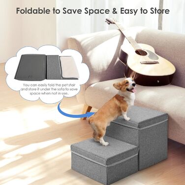 Сходинки для собак маленьких порід, складані. Сходи для котів з ящиками для зберігання. Сходи для домашніх тварин на диван та ліжко (2 сходинки)