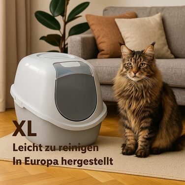 Торгівля туалетом для котів Flamingo Trini XL сірий – з фільтром з активованого вугілля, з переробленого пластику