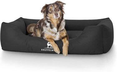 Ліжко для собак Knuffelwuff Finlay XL з нейлону, чорне, 105х75 см – знімний чохол, високі борти, легке у догляді, для великих, середніх і малих собак