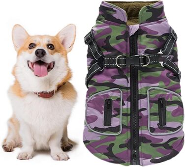 Зимова куртка для собак, світловідбиваючий одяг для собак, розмір XL, жилет з інтегрованим шлейкою, одяг для тварин з світловідбиваючими смугами для маленьких та середніх собак