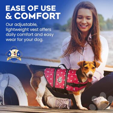 Жилет для плавання собак Paws Aboard – регульований, світловідбиваючий, зручний, різні кольори та розміри XXS-XL