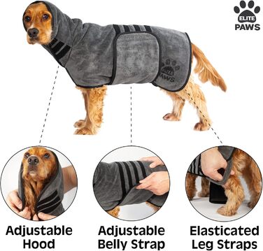 Elite Paws™ UK: Люксовий халат для собак з мікрофібри, товстий та м’який, швидко сушить тварину за 20-30 хвилин, супер вбираючий, обмежує безлад
