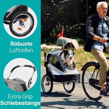 Innopet Sporty: Причіп для собак Innopet Sporty Deluxe (30 кг) - 2-в-1: бугель та причіп для велосипеда, з дощем. Чорний/Срібний