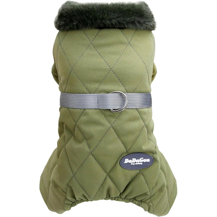 Зимовий теплий верхній одяг для собак Izefia: куртка-комбінезон для собак з бавовни, захист від снігу, для маленьких та середніх собак, XXL (довжина спини: 37 см), зелений