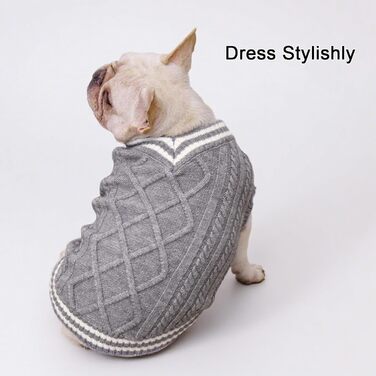 Теплий пуловер для собак, пуловер для цуценят, пуловер для чихуахуа, бульдога, коргі, французького бульдога (Сірий, XXX-Large)