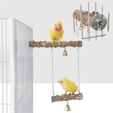 Набір з 9 дерев'яних перекладин Allazone для птахів, гойдалки для папуг, аксесуари для клітки (стиль 4)