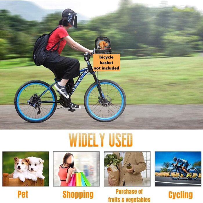 Захисний чохол для велосипедного кошика для собак, дихаючий, знімний, 29x24 см