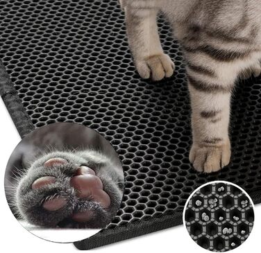 Килимок для котячого туалету XXL, двошаровий, водонепроникний, 60x90 см/116x66 см, легке чищення, бежевий