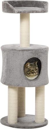 Дряпка для котів PawHut, 103 см, сизаль, платформа, сірий плюш