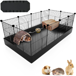 Клітка-загон для дрібних тварин PAWING з 12 панелей та водовідштовхувальною підстилкою. Металевий загон для кроликів, морських свинок, кошенят, цуценят, хом'яків та їжаків. Підходить для дому.