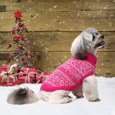 Пуловер для собак HOMIMP Argyle - теплий зимовий одяг для цуценят та собак різних розмірів. М'який теплий одяг для собак, червоний (S, рожевий)