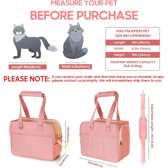 Трансформер для котів та собак, переноска для тварин, м'яка, складна, для маленьких та середніх котів, цуценят до 6,8 кг, миється, дихає, переноска для цуценят 16.5'L x 7.5'W x 12.5'H (15'L x 7'W x 10'H, рожева)