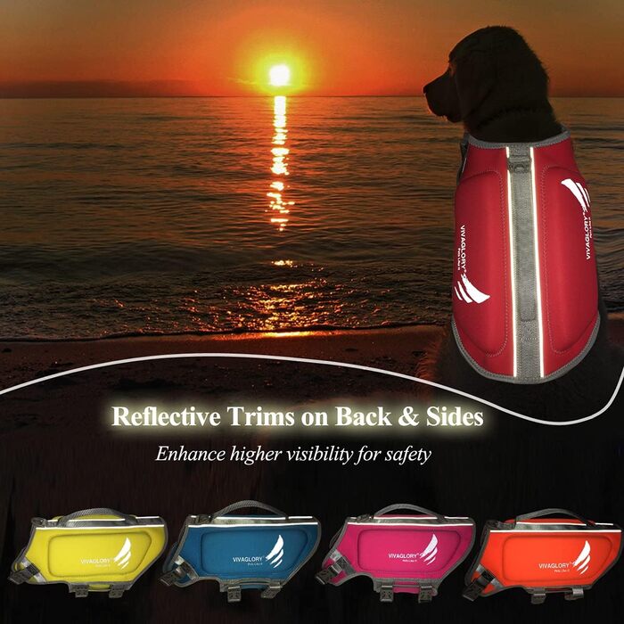 Жилет рятувальний для собак VIVAGLORY, жилет для плавання, червоний, S (48-56 см)