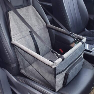 Автокрісло для домашніх тварин: собак та котів, дихаюча водонепроникна наволочка з запобіжною пов'язкою, захист для автомобіля для маленьких цуценят, переноска (світло-сірий)