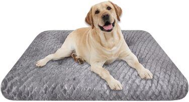 Ортопедична подушка для собак Asapnd, 102x69 см, сірий колір, з антиковзким дном, м'яка та зручна, для великих собак, миється, з малюнком луски риби