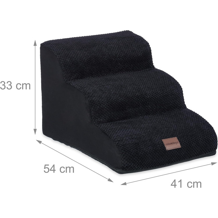 Східці для собак та котів Relaxdays, 3 сходинки, чорного кольору, розмір 33 x 41 x 54 см