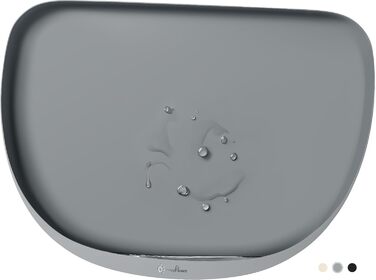 Килимок для годування домашніх тварин DownyPaws: антиковзаючий, вологостійкий, з високим бортиком, 61x43 см, сірий