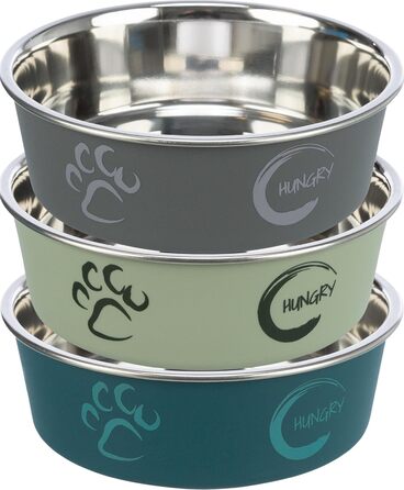 Тріксі Миска з нержавіючої сталі з пластиковим покриттям, 2.2 л, діаметр 23 см, висота 8 см, різнокольорова, 1 шт.