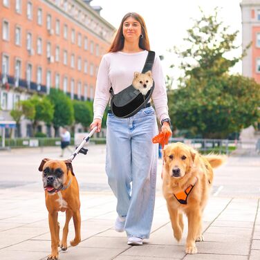 Тканинна переноска для собак, сумка для маленьких собак, переноска для тварин, дихаюча, регульована, переноска для собак і котів до 6 кг, ідеальна для прогулянок на вулиці (чорна)