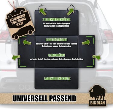 Захисна килимок у багажник BigDean для собак та багажу з захистом бокових стінок та бампера – водонепроникний та брудовідштовхуючий