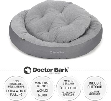 Кругле м'яке ліжко для собак Doctor Bark GreenLabel, 50x40 см, сірий (S)