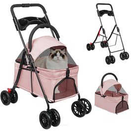 Дитяча коляска для собак та котів Homewell, складана, до 20 кг, рожева
