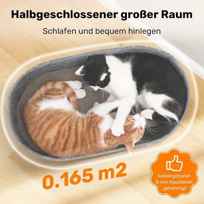 Кразборт для котів FUKUMARU, 61 см, крафтовий, у формі дивану, з круглими накладками, сірий