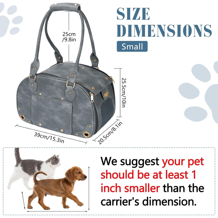 Сумка-переноска для собак та котів PetsHome, преміум-якість, сіра, водонепроникна, складна, 38 x 20 x 25 см