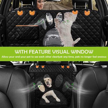 Захисна ковдра для собак у машину ALLSOPETS – водовідштовхувальна, нековзна, з сіткою, ременями безпеки та кишенею для авто, SUV, вантажівка (Чорна)