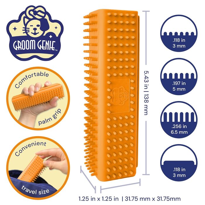 Щітка для видалення шерсті Groom Genie Magic Pet Block для собак і котів, для меблів, килимів, одягу, колір помаранчевий