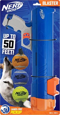 Іграшка для собак Nerf Dog Blaster з 3 м'ячами в сітці, 40,6 см, синій/оранжевий/зелений