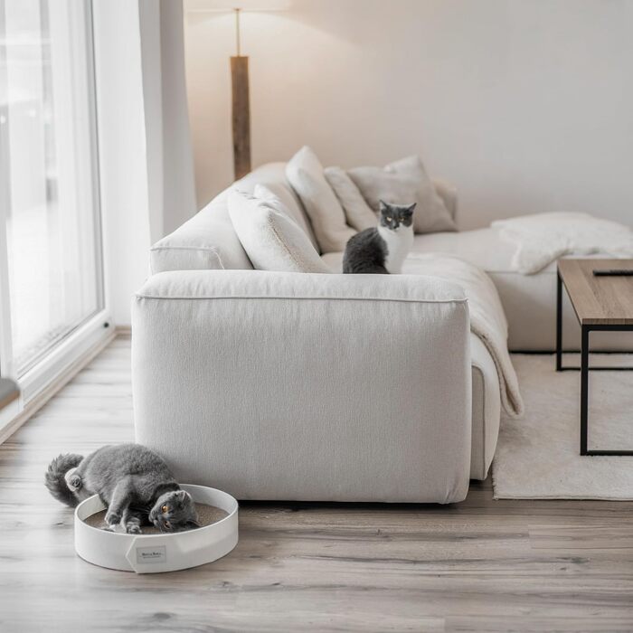 Котяче дряпальний борд Minty&Marla® з котячою м'ятою | Дряпальний борд для котів | Котяче ліжко-дряпалка | Білий