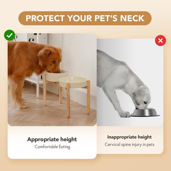 Підвищена годівниця для собак та котів Havniva з кераміки, для повільного годування, 13 см та 15,5 см, з дерев'яною підставкою, 2 шт. світло-зелені + підставка, 9.5 дюймів