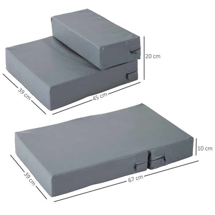 PawHut Pet Stairs Pet Pad 2 сходинки Складні сходи для собак Сходи для кішок і собак сірий L45 x W39 x H20 см | Аосом