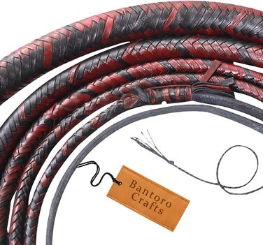 Бантoро Крафтс: Батогом з кенгурячої шкіри, чорний та коричневий, 16 плетінок, важкий батіг для биків, 1,8 метра (5,4 метра)