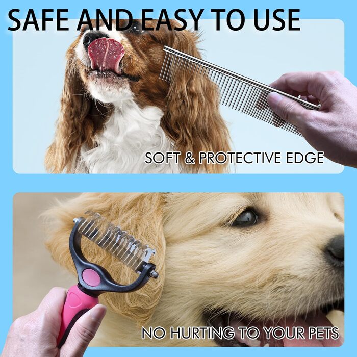 Гребінець для вичісування собак та котів OneCut - вичісування, розплутування, видалення ковтунів (червоний)