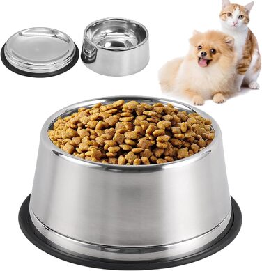 Набір мисок для котів та собак 2-в-1 з нержавіючої сталі з гумовим дном, знімні та стійкі, для цуценят, кошенят, кроликів