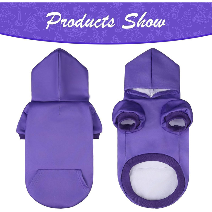 Пуловер для собак Kooltail Basic з капюшоном – теплий та м'який, з отвором для повідка та кишенею, зимовий одяг для собак, кошенят, дівчаток та хлопчиків, X-Large (фіолетовий)