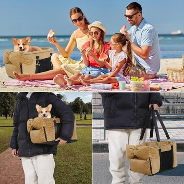 Автокрісло для собак - підставка для тварин у машину з ременем безпеки та м'яким подушками (колір: коричневий)