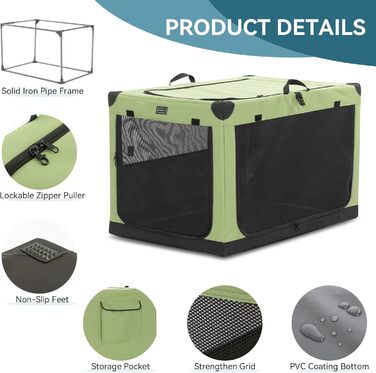 Переносна будка для собак Petsfit, велика, зелена, 90x60x59 см