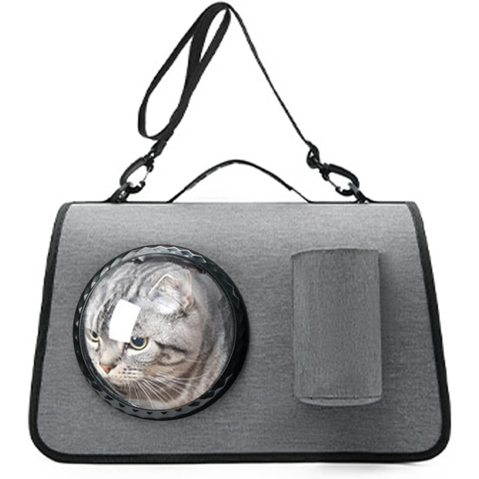 Транспортна сумка для собак та котів PETCUTE, складана, дихаюча, з регульованим плечовим ременем, знімний килимок, схвалена авіакомпаніями (сіра)