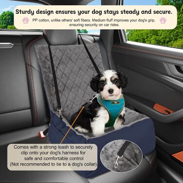Автомобільний лежак для собак маленьких та середніх порід – м'який плюшевий лежак з кишенею для зберігання, стійкий до подряпин, для заднього та переднього сидіння, з ременем безпеки, блакитний, колір 03