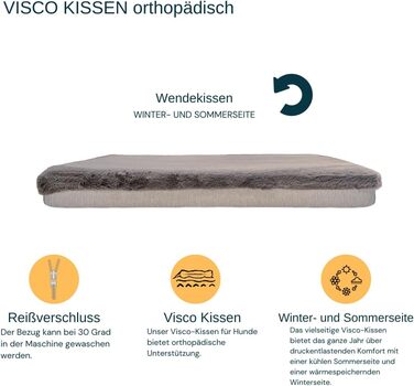 Ортопедичне ліжко для собак Rio, сірого кольору, 100x70x17 см, XL, з Memory Visco-матрацом, нековзне, миється, для великих собак до 35 кг