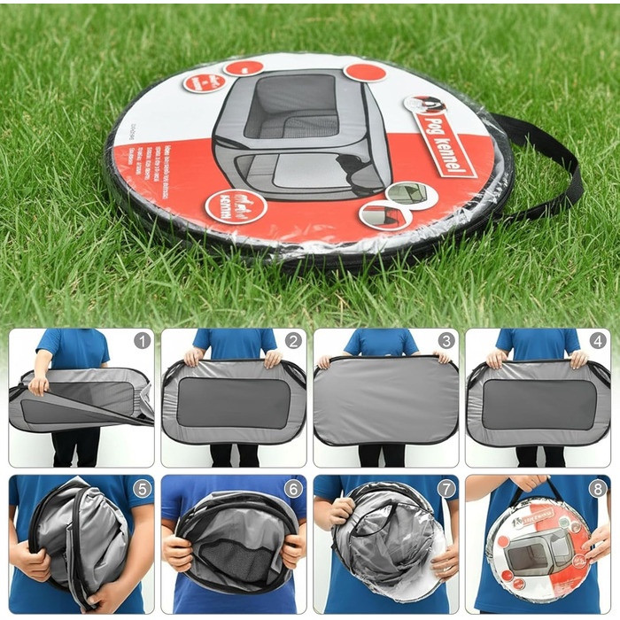 Транспортна переноска для собак та котів, сіра, 94x53x53 см, складана, з подвійними дверцятами, Oxford тканини