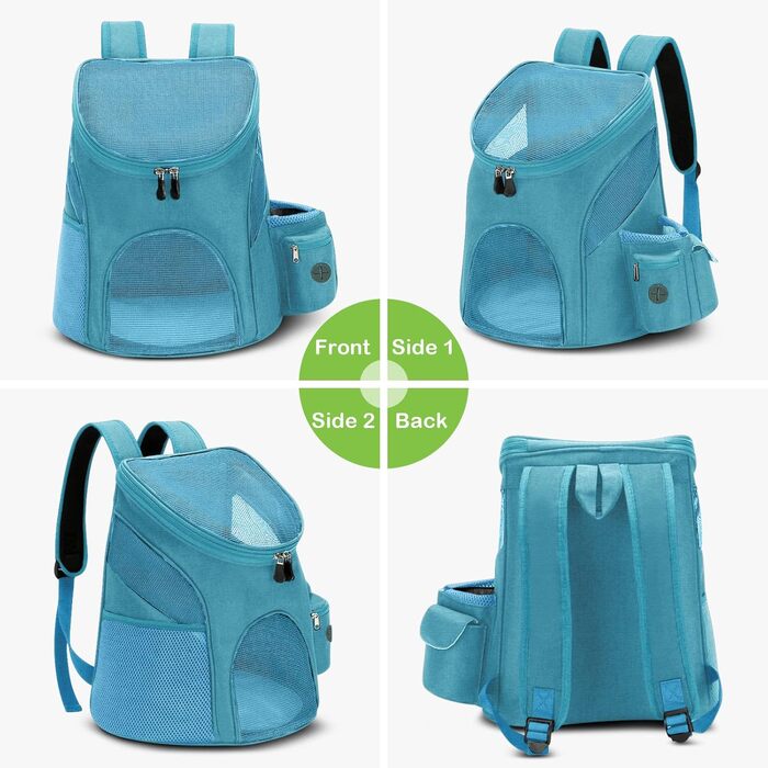 Рюкзак для котів та маленьких собак ALLSOPETS, переноска для тварин з прозорою верхньою частиною, складний, для подорожей (Світло-блакитний, S)